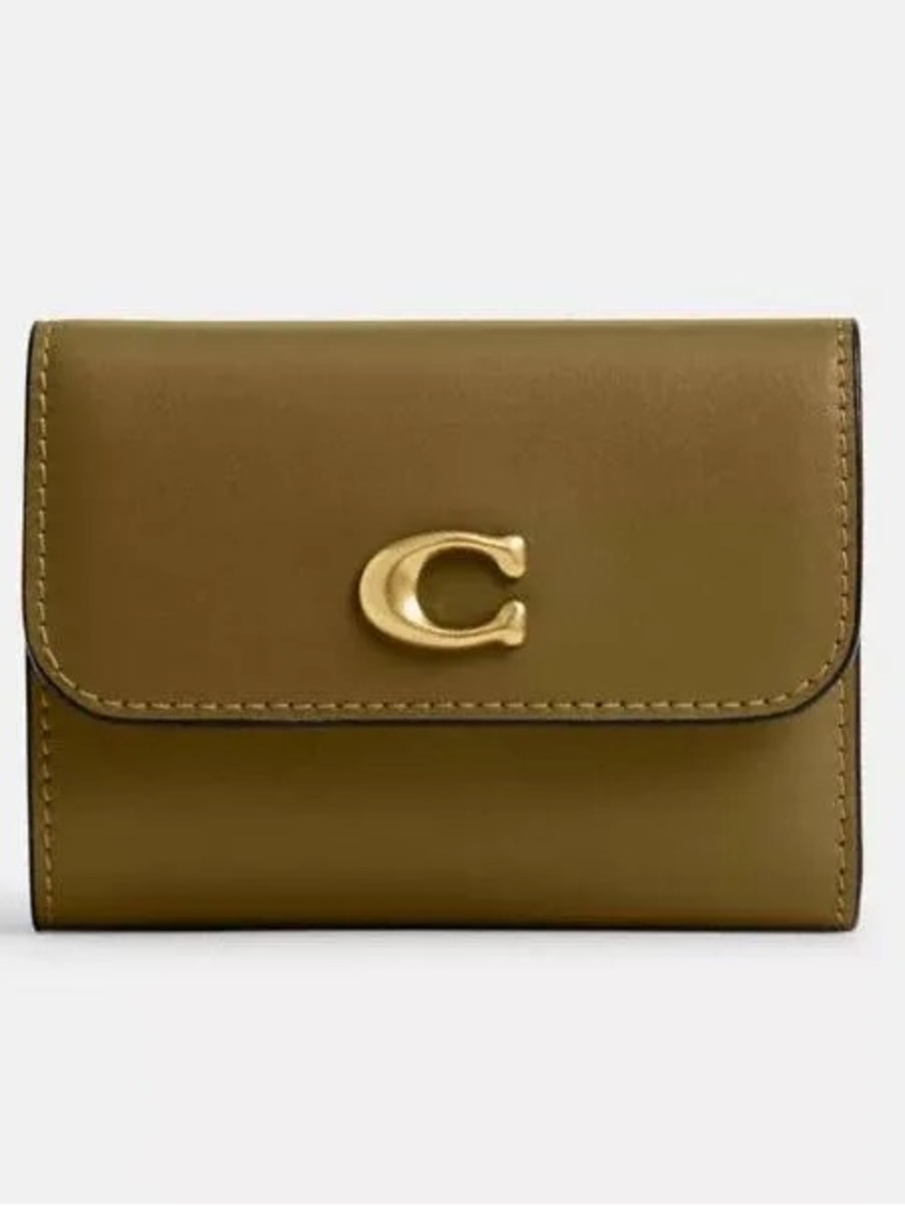 Coach Essential Flap Card Holder Wallet Muted Olive Leather CZ111 NWT